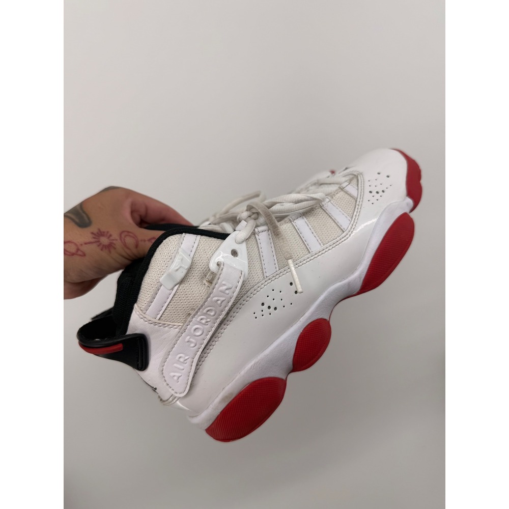 Nike Air Jordan 6 Rings Youth Shoes White Red Leather Basketball‎ Size 4.5Y